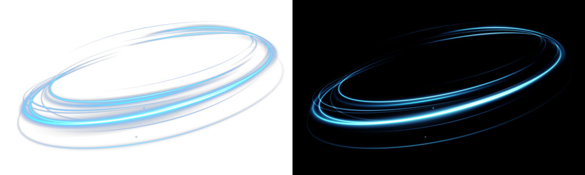 Blue neon ring. Glowing circle. Glow effect. Round light frame. abstract light lines of movement and speedAbstract light lines of movement and speed. light blue ellipse