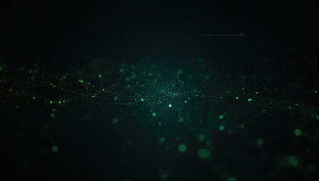 Digital pattern with green plexus lines on an abstract tech background, ideal for interface elements - Powered by Adobe