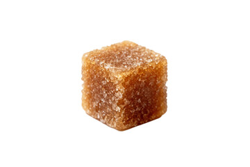 Close-up shot of a brown sugar cube with crystal texture