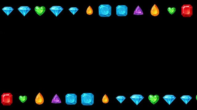 Colorful diamonds decorative frame motion graphics with plain black background