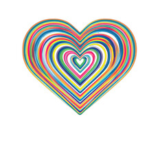 Colorful concentric heart shapes with bright, vibrant, painterly strokes
