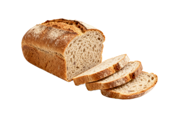 Freshly baked whole grain bread loaf with slices