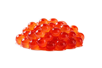 Close-up view of bright red salmon roe caviar