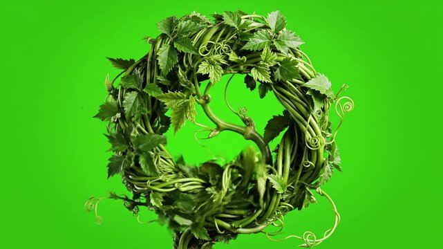 Growing Cycle Rotation with vines forming a circular frame effect ad_ready green screen growing vines style featuring vine, circular,