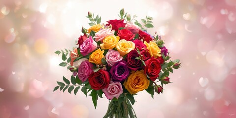 Brightly colored roses backdrop ideal for wedding invitations, event banners, and floral themes