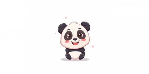 Obraz premium Cartoon panda with a cuddly appearance on a white background, animal personality traits