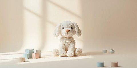 Stuffed canine toy on a plain background, suitable for product display or retail presentation
