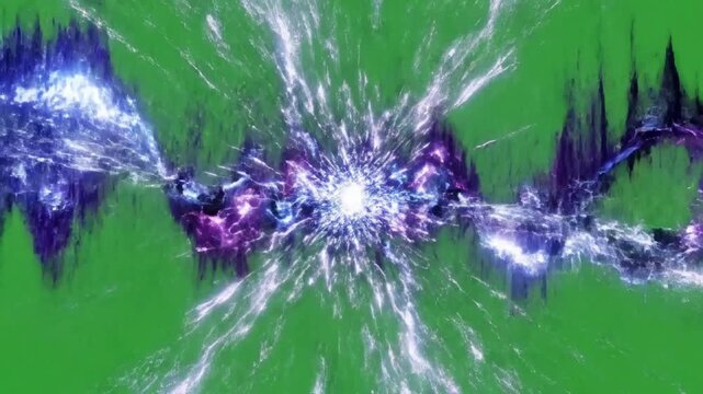 Electromagnetic field energy waves in space with a radiating energy wave from effect green screen energy waves style featuring energy