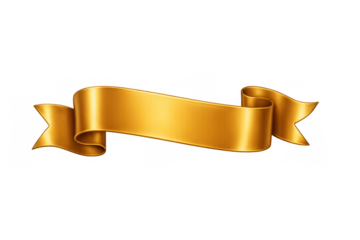 Shiny golden ribbon banner scroll element for celebrating awards, success, and luxury events with copy space