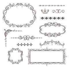 ラグジュアリーなボーダーのあしらいバリエーション　シンプルな装飾　飾りモチーフ素材　白い背景