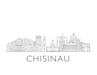 Obraz premium Chisinau Moldova cityscape illustration skyline drawing