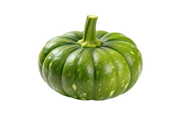 Green round pumpkin with a stem for culinary use