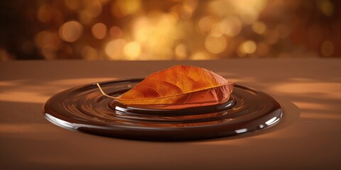 Obraz premium A fallen leaf on the ground in autumn, seasonal change