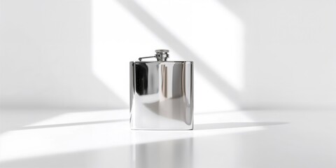 A photography flask placed on a plain white background, used for carrying liquids during outdoor shoots