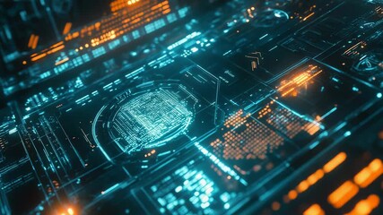 Digital information processing with futuristic circuit board interface - Powered by Adobe