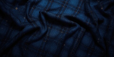 Seamless tartan plaid cloth with dark blue and black tones, ideal for Scottish-themed textile backgrounds during the New Year