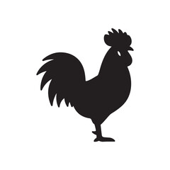 Beautiful rooster silhouette icon vector flat design