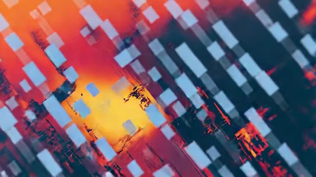 Digital glitching abstract background with geometric shapes