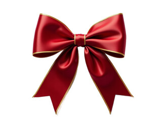 Elegant Crimson Red Satin Ribbon Bow Isolated on White Background HD