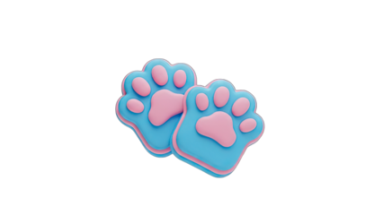 Cute Blue and Pink Paw Prints with Transparent Background Adorable Animal Themed Graphic Element