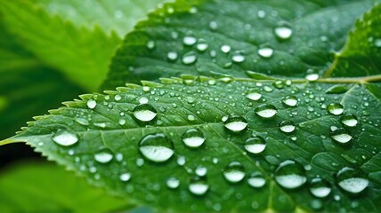 green leaf with water drops