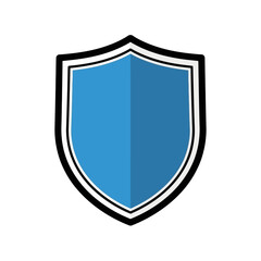 Blue Shield Icon Vector Illustration with Black and White Outline