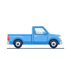 Blue Pickup Truck Minimalist Vector Illustration Isolated on White Background © barcel