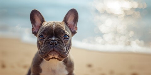Close-up of a French bulldog puppy, its facial features and small stature, suitable for pet care tips