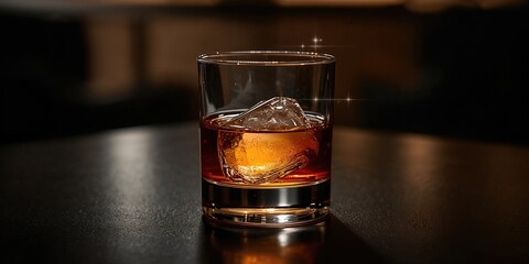 Bourbon served over large ice cube, slow dilution for tasting, World Whiskey Day