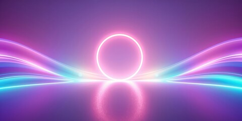 3D digital rendering of a circular light pattern with abstract design, serving as a background for graphic interface design