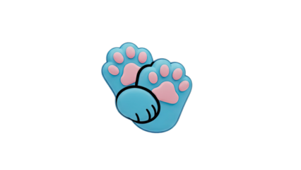 Cute Blue Cartoon Paw Prints With Pink Pads Isolated On Transparent Background A Whimsical Digital Illustration