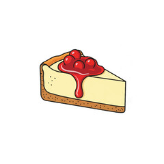 Delicious Cherry Topped Cheesecake Slice Illustration