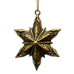 Vintage-Style Christmas Star Ornament Antique Gold Detail Isolated on White Background HD