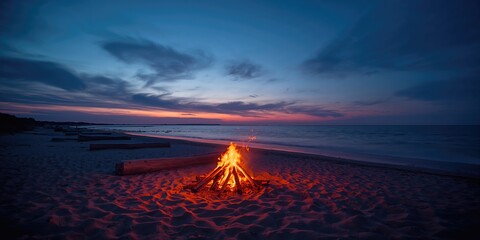 Nighttime bonfire setting, suitable for editorial header backgrounds