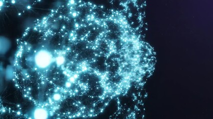 Abstract glowing blue network of light dots representing global data connection or digital technology spread across dark space - Powered by Adobe