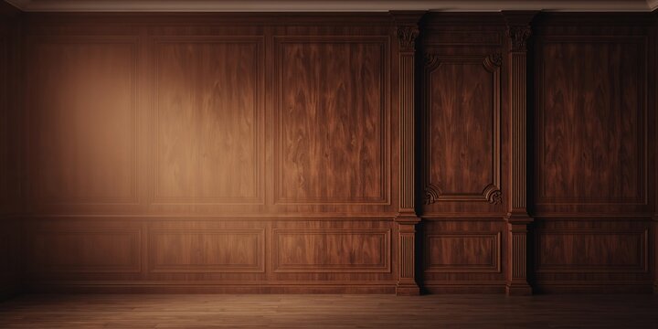 Brown wood panel cabinet wall used as a visual backdrop in interior decor