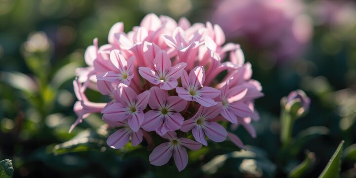 Detailed view of candy stripe creeping phlox, phlox subulata, as a vibrant ground floral in early spring