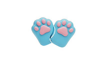 Cute Blue Cat Paws With Pink Paw Pads In A Pair Isolated On A Transparent Background With Soft Lighting And A Smooth Texture