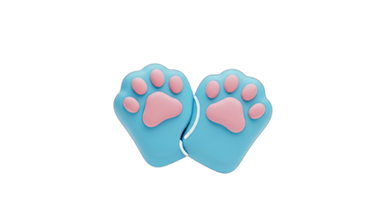 Cute Blue Cat Paws With Pink Paw Pads In A Pair Isolated On A Transparent Background With Soft Lighting And A Smooth Texture