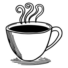 Minimal Coffee Cup Line Art with Swirling Steam – Simple Continuous One-Line Vector Illustration