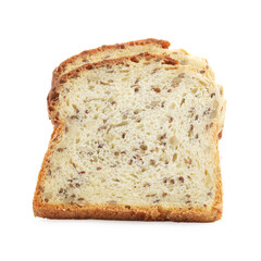 Slices of toast bread with seeds isolated on white