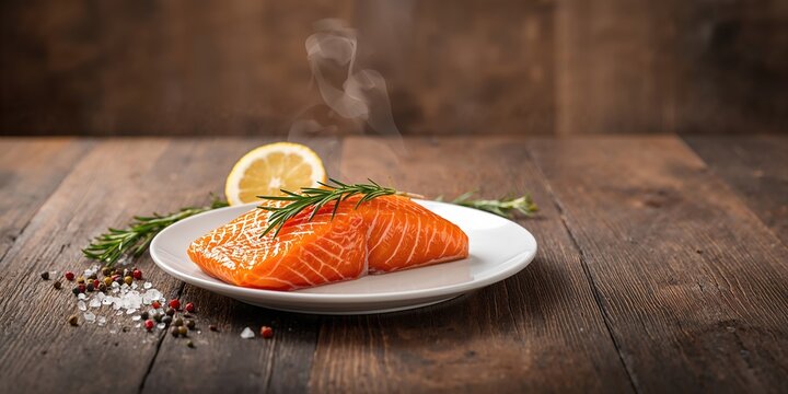 Fresh raw salmon fillet with herbs and lemon, health benefits of omega-3 fatty acids, World Heart Day