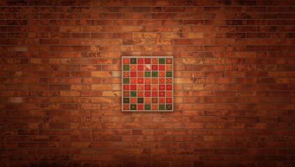 Red vintage ceramic tiles forming a textured surface for architectural features or interior decor