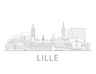 Fototapeta premium Warsaw cityscape illustration skyline drawing