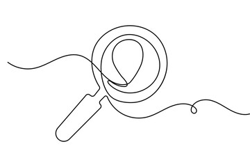 Search icon simple continuous one line drawing minimal outline vector illustration clean modern design