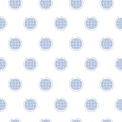 Globe with flying plane seamless pattern isolated on white background