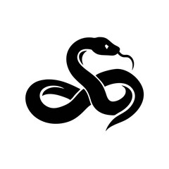 A stylized black silhouette of a coiled snake forming an infinity symbol.