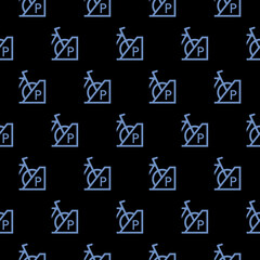 Parking bike seamless pattern isolated on black background