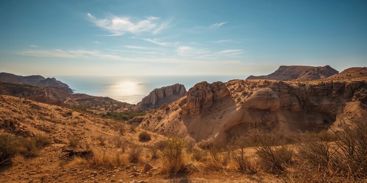 Dry landscape of countryside in the Egadi Islands erosion risk, Sicily Italy
