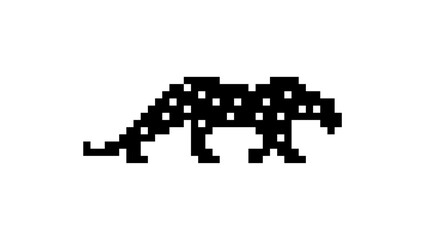 leopard voxel sign, black isolated silhouette